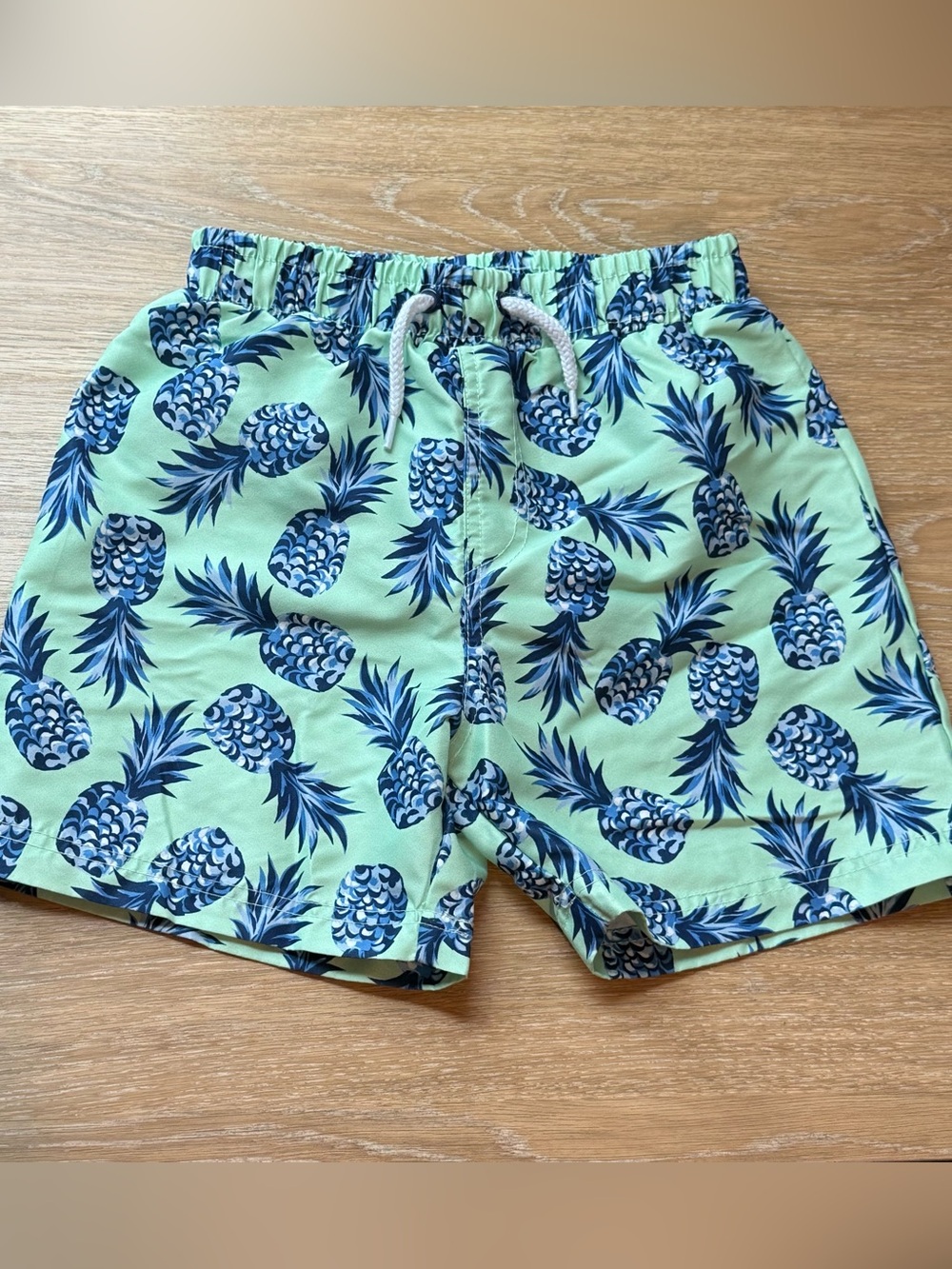 Little Lad Kids Pineapple Print Swim Trunks in Mint Green